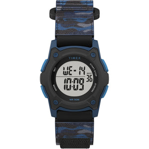 Timex Kids Digital 35mm Watch - Blue Camo w/Fastwrap Strap [TW7C77400XY]